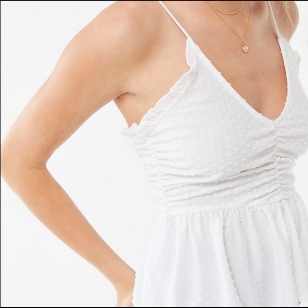 Urban Outfitters White Swiss Dot Babydoll Top